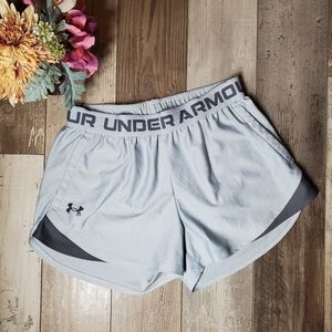 UA Tech Under Armour Women's Play Up 3" Mod Gray Gravel Athletic Shorts Size XS